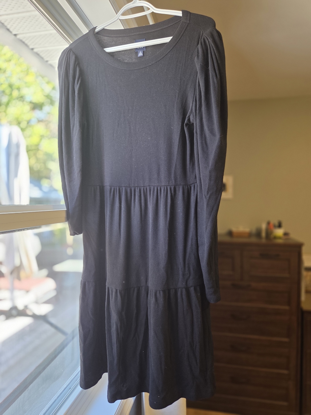 GAP Black Long-Sleeve Tiered Women's Dress